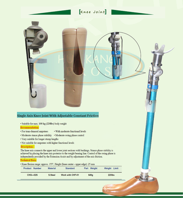 Single Axis Knee Joint With Adjustable Constant Friction  stainless steel  Max load 100Kg