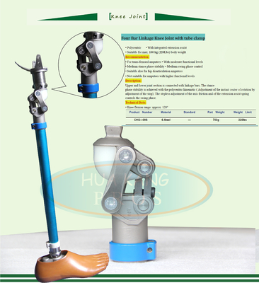 Four Bar Linkage Knee Joint with tube clamp  stainless steel/ Titanium 100Kg
